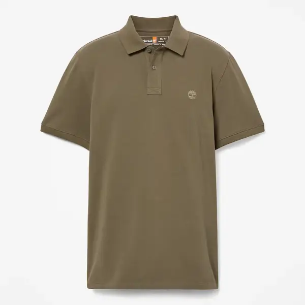 Timberland - Ανδρικό T-shirt Polo Short-Sleeve με Λογότυπο Oyster River TB0A2BRY-AR5 Λαδί TB0A2BRYAR5