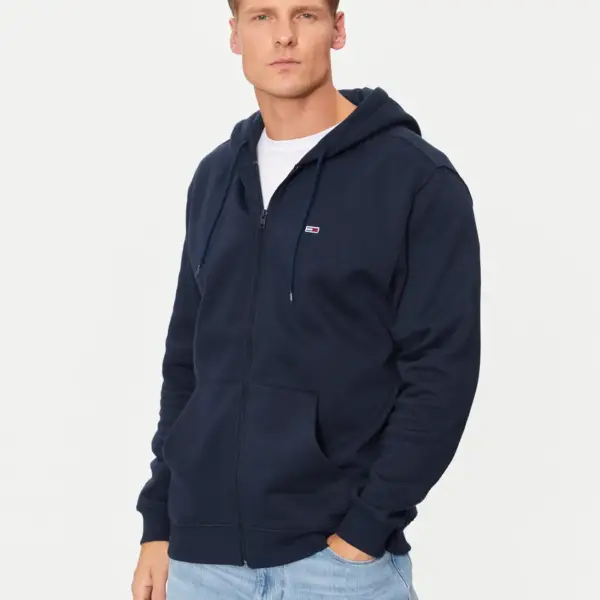 Tommy Hilfiger - Ανδρική Ζακέτα με Φερμουάρ και Κουκούλα Regular Fit DM0DM20743-C1G Μπλε Ναυτικό