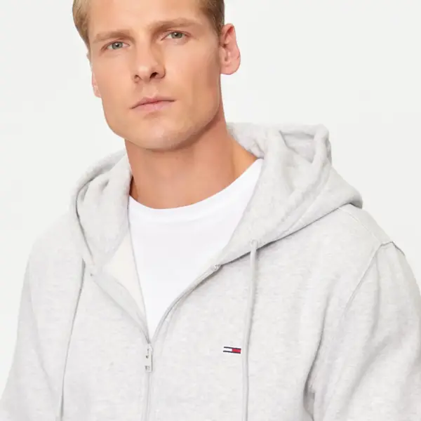 Tommy Hilfiger - Ανδρική Ζακέτα με Φερμουάρ και Κουκούλα Regular Fit DM0DM20743-PJ4 Γκρι DM0DM20743-PJ4