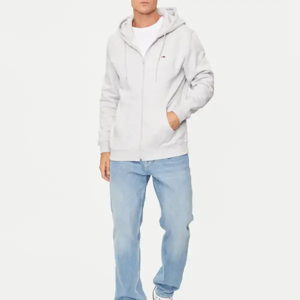 Tommy Hilfiger - Ανδρική Ζακέτα με Φερμουάρ και Κουκούλα Regular Fit DM0DM20743-PJ4 Γκρι DM0DM20743-PJ4