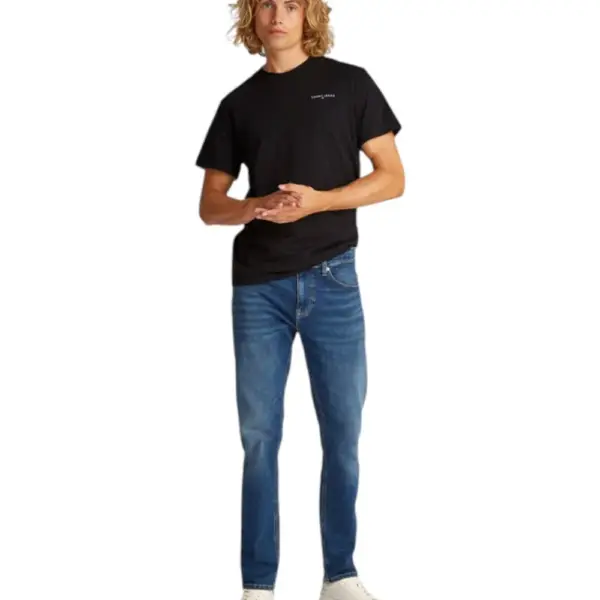 Tommy Hilfiger - Ανδρικό T-shirt Tjm Slim Linear Chest Ss Tee Ext DM0DM21188-BDS Μαύρο DM0DM21188-BDS