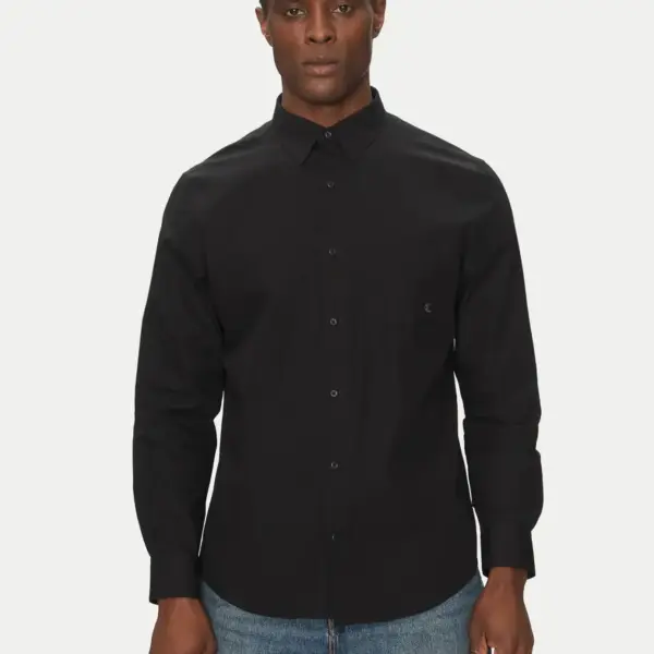 Calvin Klein - Ανδρικό Πουκάμισο Μακρυμάνικo Regular Fit LV040QM160-UB1 Μαύρο