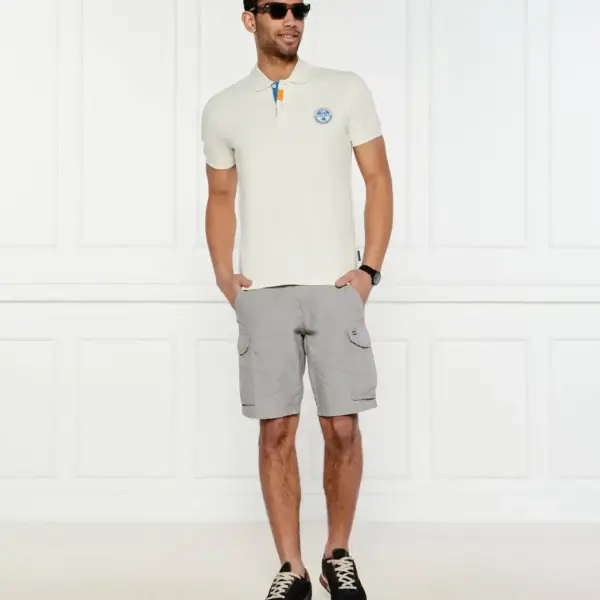 Napapijri - Ανδρική Μπλούζα Κοντομάνικη Polo Pique E-Clanis SS NP0A4ID3-N1A Εκρού NP0A4ID3-N1A