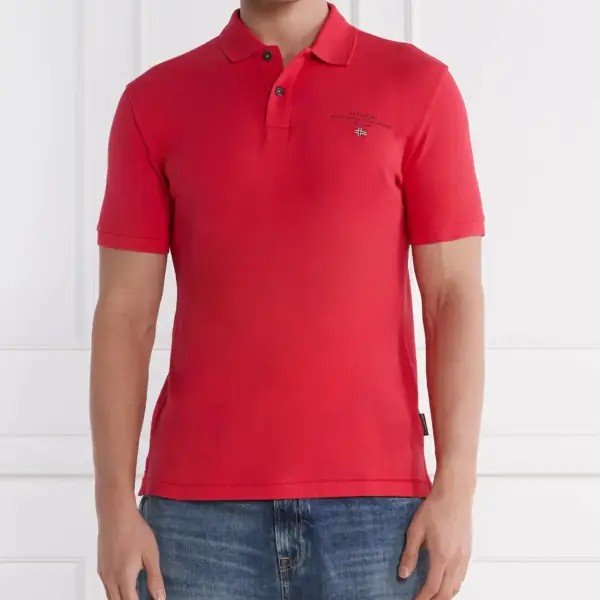 Napapijri - Elbas Ανδρική Μπλούζα Κοντομάνικη Polo NP0A4GDL-R25 Κόκκινο Βατόμουρου NP0A4GDL-R25