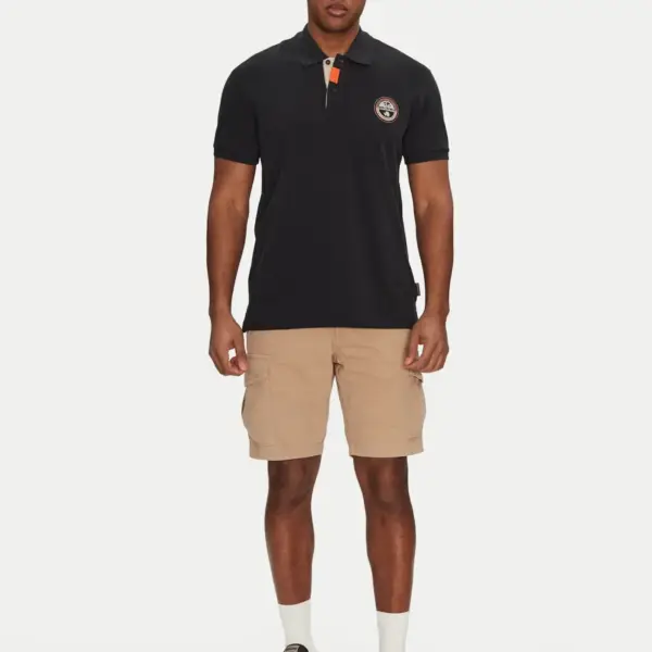 Napapijri - Ανδρική Μπλούζα Κοντομάνικη Polo Pique E-Clanis SS NP0A4ID3-941 Μαύρο NP0A4ID3-941