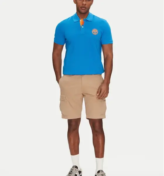 Napapijri - Ανδρική Μπλούζα Κοντομάνικη Polo Pique E-Clanis SS NP0A4ID3-B2W Μπλε Ανοιχτό NP0A4ID3-B2W