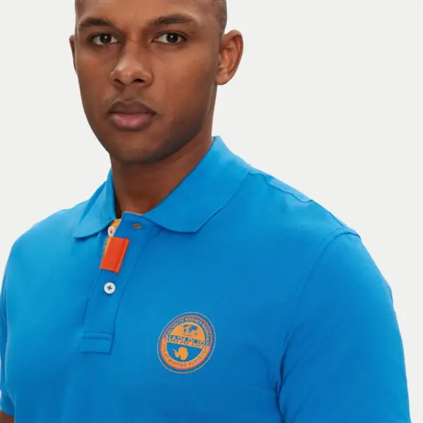 Napapijri - Ανδρική Μπλούζα Κοντομάνικη Polo Pique E-Clanis SS NP0A4ID3-B2W Μπλε Ανοιχτό NP0A4ID3-B2W