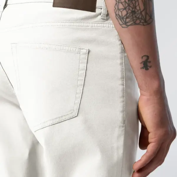 North Sails - Ανδρικό Παντελόνι Stretch dobby 5-pocket pants 673121-000-0101 Λευκό 673121-000-0101