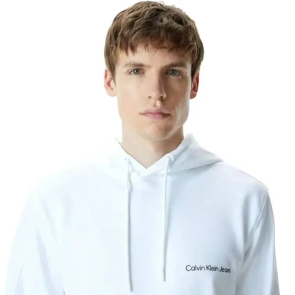 Calvin Klein - Institutional Ανδρικό Φούτερ Regular Fit J30J324620-YAF Λευκό J30J324620-YAF