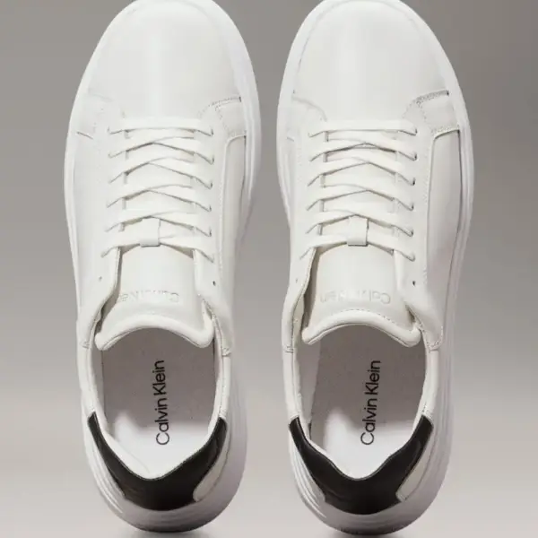 Calvin Klein - Ανδρικά Sneakers Low Top Lace Up Lth HM0HM01016-0K9 Λευκό HM0HM01016-0K9