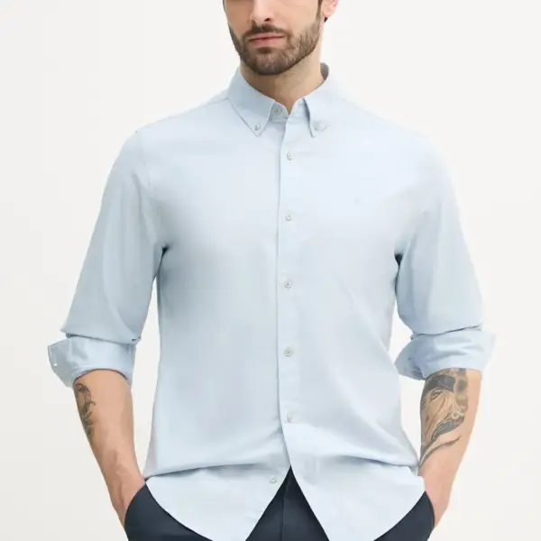 Calvin Klein - Ανδρικό Πουκάμισο Μακρυμάνικo Classic LS Solid Oxford Regular Fit LV040EM125-24Q Γαλάζιο