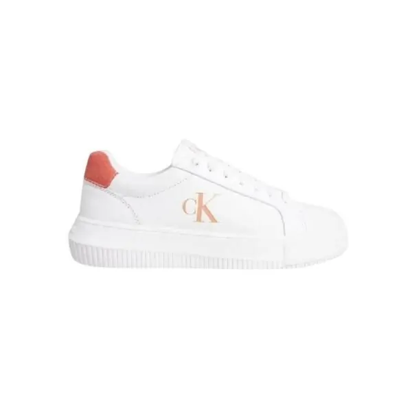 Calvin Klein- Γυναικεία Δερμάτινα Sneakers Chunky Cupsole Low Laceup Lth Ml YW0YW01670-0K6 Λευκό