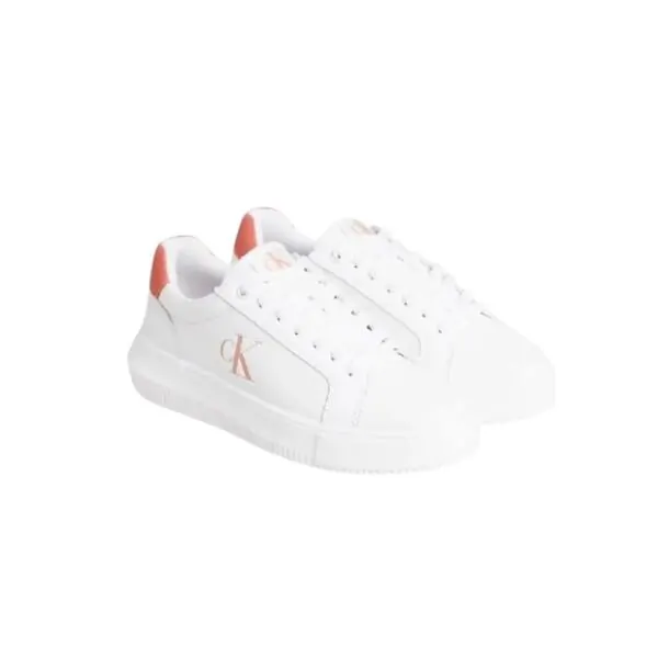 Calvin Klein- Γυναικεία Δερμάτινα Sneakers Chunky Cupsole Low Laceup Lth Ml YW0YW01670-0K6 Λευκό YW0YW01670-0K6