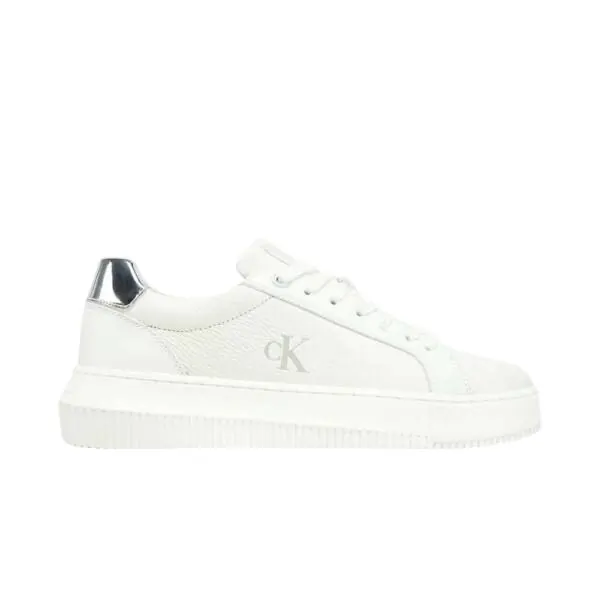 Calvin Klein- Γυναικεία Δερμάτινα Sneakers Chunky Cupsole Low Mg YW0YW01769-0LI Λευκό