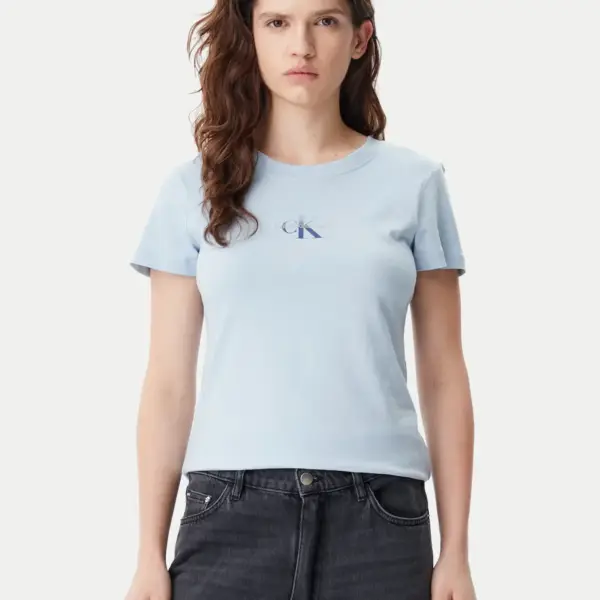 Calvin Klein - Γυναικείο T-Shirt Gradient Monologo slim Fit J20J225252-CUI Γαλάζιο