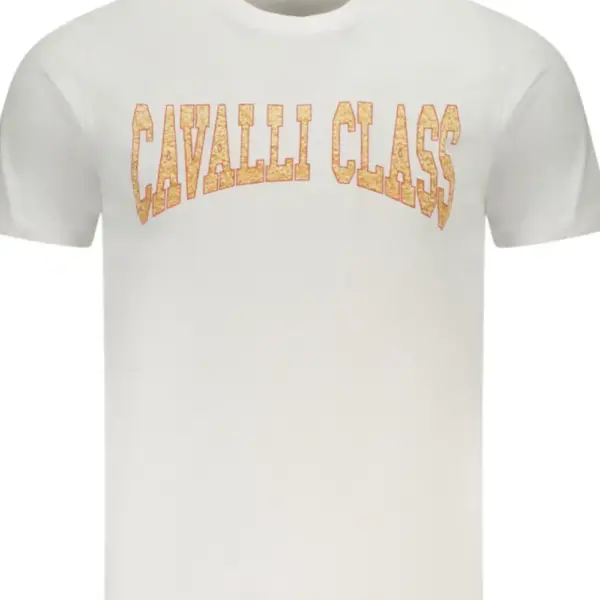 Cavalli Class - Ανδρική Μπλούζα T-Shirt Κοντομάνικη Short Sleeve TXT61AJD060-00533 Λευκό TXT61AJD060-00533