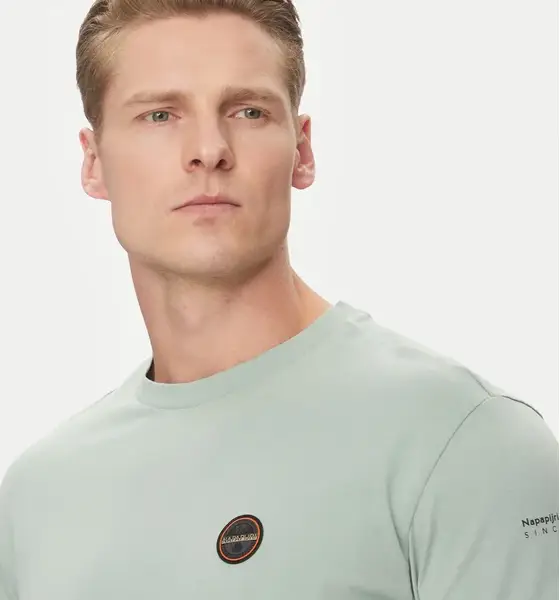 Napapijri - Ανδρικό T-shirt S-Badge Ss Regular Fit NP0A4I3N-G1X Πράσινο Ανοιχτό