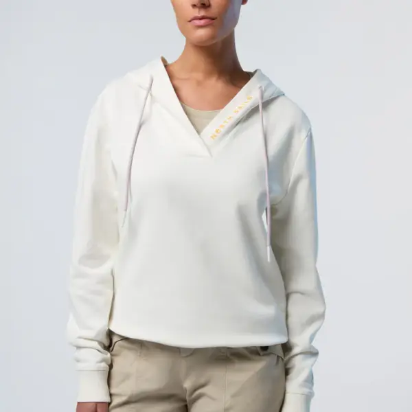 North Sails - Γυναικεία Μπλούζα φούτερ V-neck 091177-000-0105 Λευκό 091177-000-0105