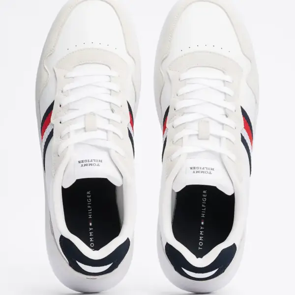 Tommy Hilfiger - Ανδρικά Sneakers Light Cupsole Lth Mix Stripes FM0FM04889-0K6 Λευκό FM0FM04889-0K6