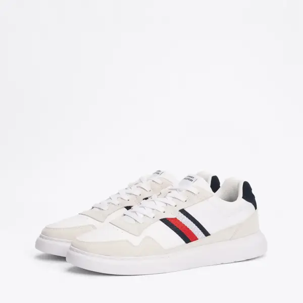 Tommy Hilfiger - Ανδρικά Sneakers Light Cupsole Lth Mix Stripes FM0FM04889-0K6 Λευκό FM0FM04889-0K6