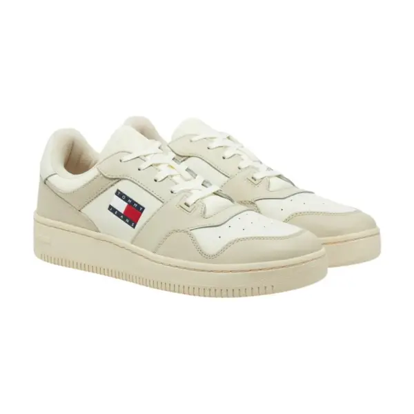 Tommy Hilfiger - Ανδρικά Δερμάτινα Sneakers Tjm Retro Basket Ess EM0EM01395-YBI Εκρού EM0EM01395-YBI