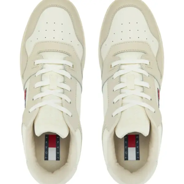 Tommy Hilfiger - Ανδρικά Δερμάτινα Sneakers Tjm Retro Basket Ess EM0EM01395-YBI Εκρού EM0EM01395-YBI
