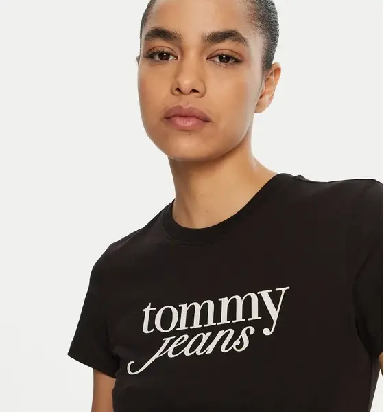 Tommy Hilfiger - Γυναικείο T-shirt Essential Slim Fit DW0DW19447-BDS Μαύρο DW0DW19447-BDS