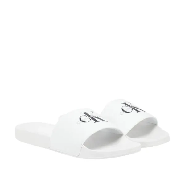 Calvin Klein - Ανδρικές Παντόφλες Slide Monogram Cv YM0YM01271-0K4 Λευκό YM0YM01271-0K4