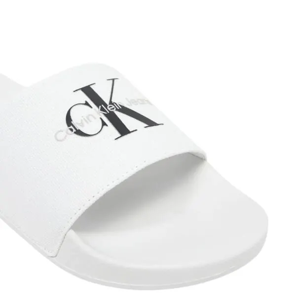 Calvin Klein - Ανδρικές Παντόφλες Slide Monogram Cv YM0YM01271-0K4 Λευκό YM0YM01271-0K4