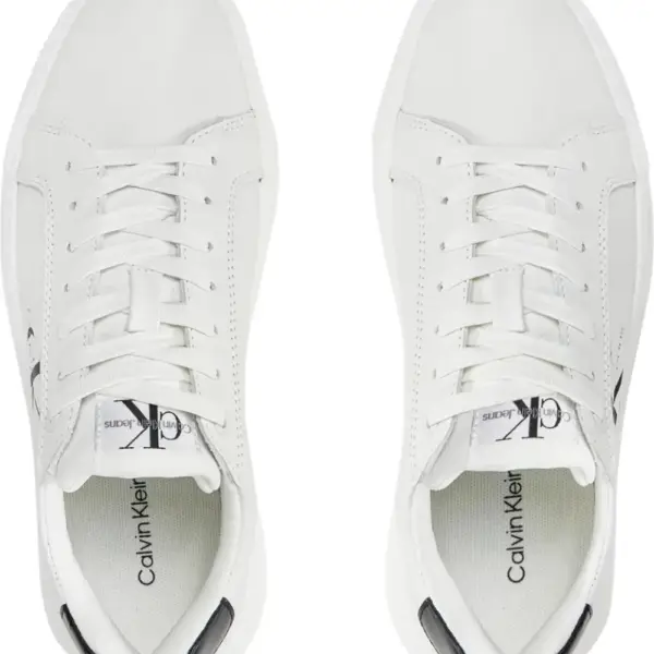 Calvin Klein- Γυναικεία Δερμάτινα Sneakers Chunky Cupsole Low Mg YW0YW01769-01W Λευκό YW0YW01769-01W