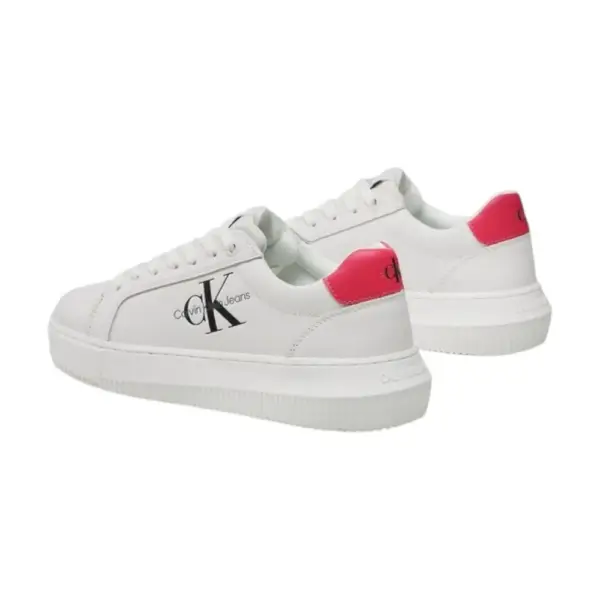 Calvin Klein - Γυναικεία Δερμάτινα Sneakers Chunky Cupsole Mono Wn YW0YW00823-01W Λευκό YW0YW00823-01W