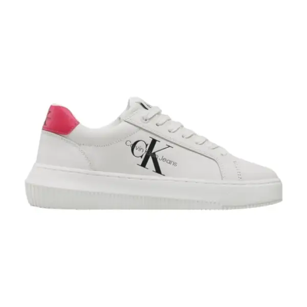 Calvin Klein - Γυναικεία Δερμάτινα Sneakers Chunky Cupsole Mono Wn YW0YW00823-01W Λευκό