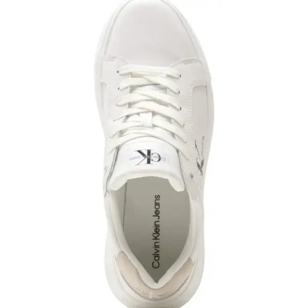 Calvin Klein - Γυναικεία Δερμάτινα Sneakers Chunky Cupsole Mono Wn YW0YW00823-0LE Λευκό YW0YW00823-0LE