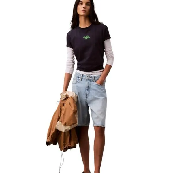 Calvin Klein - Γυναικείο T-Shirt SS Flocked Logo CN Tee Regular Fit LV047B851G-RNV Μπλε Σκούρο LV047B851G-RNV