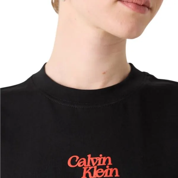 Calvin Klein - Γυναικείο T-Shirt SS Flocked Logo CN Tee Regular Fit LV047B851G-UB1 Μαύρο LV047B851G-UB1
