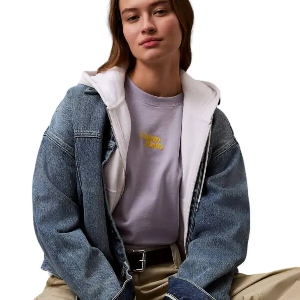 Calvin Klein - Γυναικείο T-Shirt SS Flocked Logo CN Tee Regular Fit LV047B851G-VVH Λεβάντα LV047B851G-VVH