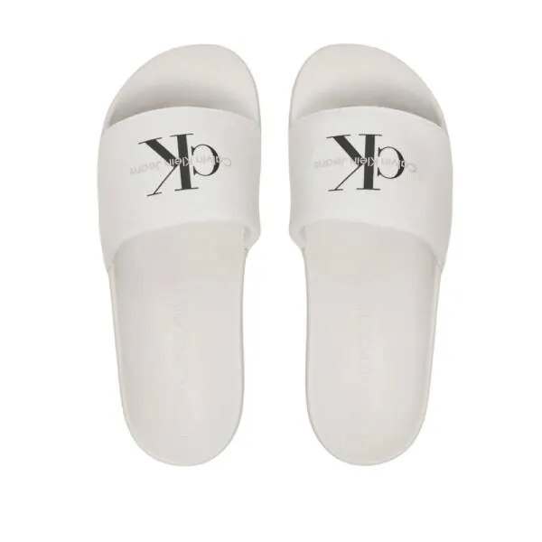 Calvin Klein – Γυναικείες Παντόφλες Slide Monogram Wn YW0YW01835-01W Λευκό YW0YW01835-01W