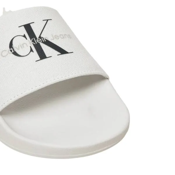 Calvin Klein – Γυναικείες Παντόφλες Slide Monogram Wn YW0YW01835-01W Λευκό YW0YW01835-01W