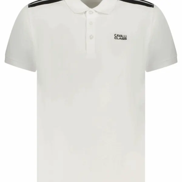 Cavalli Class - Ανδρική Μπλούζα T-Shirt Polo Short Sleeve TXT64DJD060-00533 Λευκό TXT64DJD060-00533
