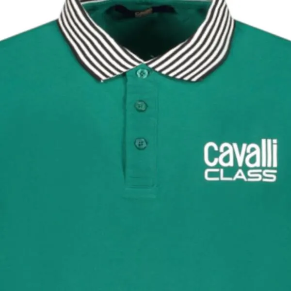 Cavalli Class - Ανδρική Μπλούζα T-Shirt Polo Short Sleeve TXT64EKB002-04038 Πράσινο TXT64EKB002-04038