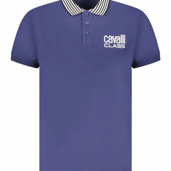 Cavalli Class - Ανδρική Μπλούζα T-Shirt Polo Short Sleeve TXT64EKB002-04551 Μπλε TXT64EKB002-04551