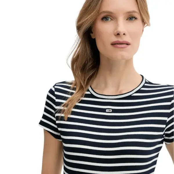 Tommy Hilfiger - Γυναικείο T-shirt Essential Rib-Knit Slim Fit DW0DW17383-0A6 Μπλε Ναυτικό DW0DW17383-0A6