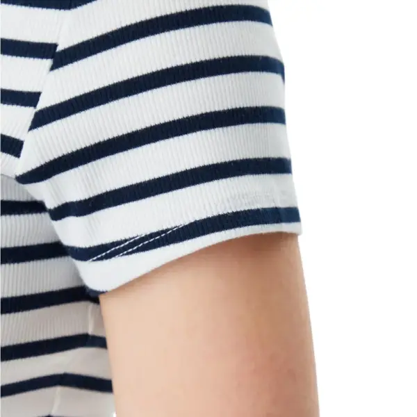 Tommy Hilfiger - Γυναικείο T-shirt Essential Rib-Knit Slim Fit DW0DW17383-0FC Εκρού/Μπλε Ριγέ DW0DW17383-0FC