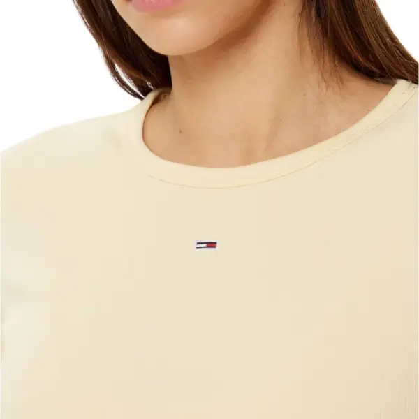 Tommy Hilfiger - Γυναικείο T-shirt Essential Rib-Knit Slim Fit DW0DW17383-ACG Μπεζ DW0DW17383-ACG