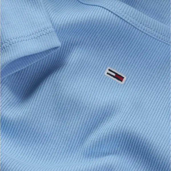 Tommy Hilfiger - Γυναικείο T-shirt Essential Rib-Knit Slim Fit DW0DW17383-C12 Γαλάζιο DW0DW17383-C12