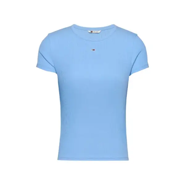 Tommy Hilfiger - Γυναικείο T-shirt Essential Rib-Knit Slim Fit DW0DW17383-C12 Γαλάζιο DW0DW17383-C12
