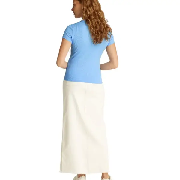 Tommy Hilfiger - Γυναικείο T-shirt Essential Rib-Knit Slim Fit DW0DW17383-C12 Γαλάζιο DW0DW17383-C12