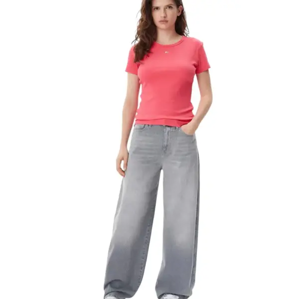 Tommy Hilfiger - Γυναικείο T-shirt Essential Rib-Knit Slim Fit DW0DW17383-XI2 Ροζ DW0DW17383-XI2