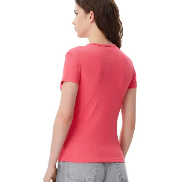 Tommy Hilfiger - Γυναικείο T-shirt Essential Rib-Knit Slim Fit DW0DW17383-XI2 Ροζ DW0DW17383-XI2