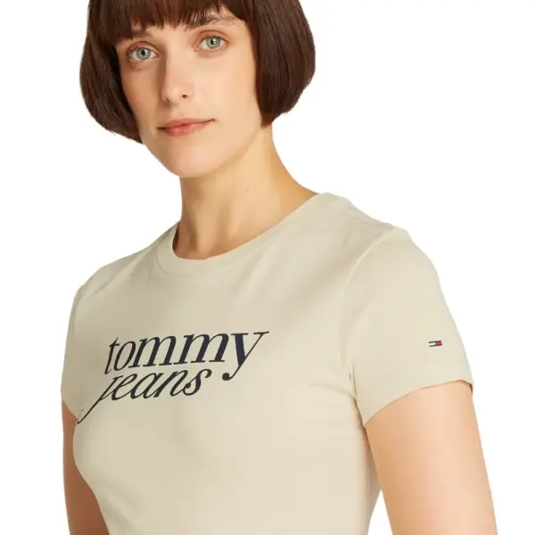 Tommy Hilfiger - Γυναικείο T-shirt Essential Slim Fit DW0DW19447-ACG Μπεζ DW0DW19447-ACG